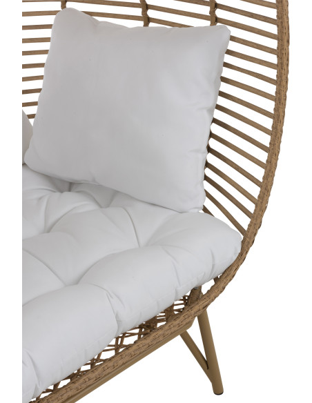 Fauteuil boule en Métal Naturel Polyester Blanc Lounge - 7