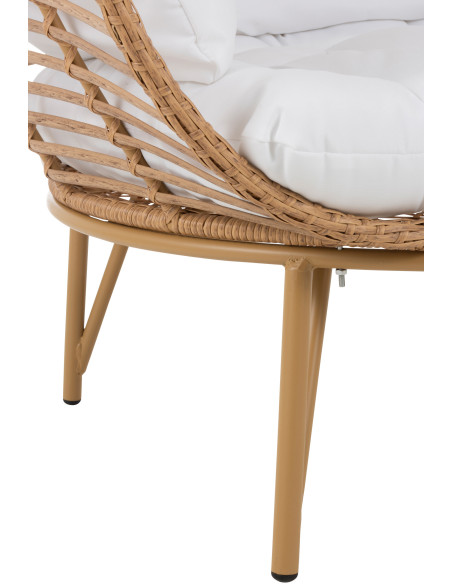 Fauteuil boule en Métal Naturel Polyester Blanc Lounge - 8