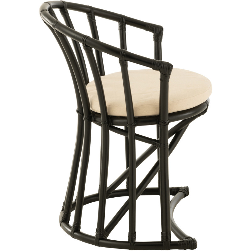 Fauteuil de table en Rotin Noir Polyester Blanc Mayline - 3