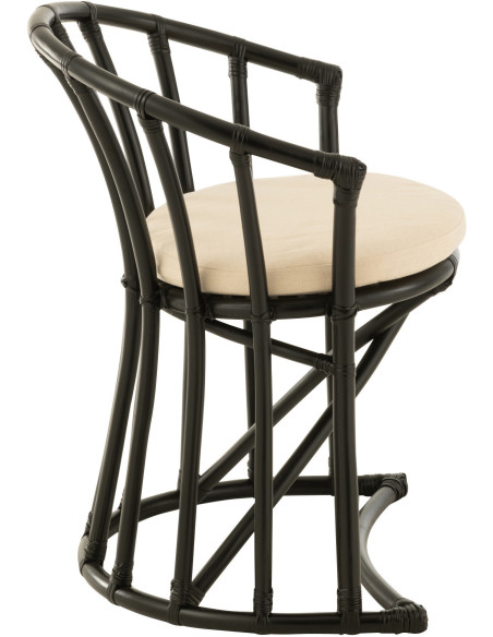 Fauteuil de table en Rotin Noir Polyester Blanc Mayline - 3