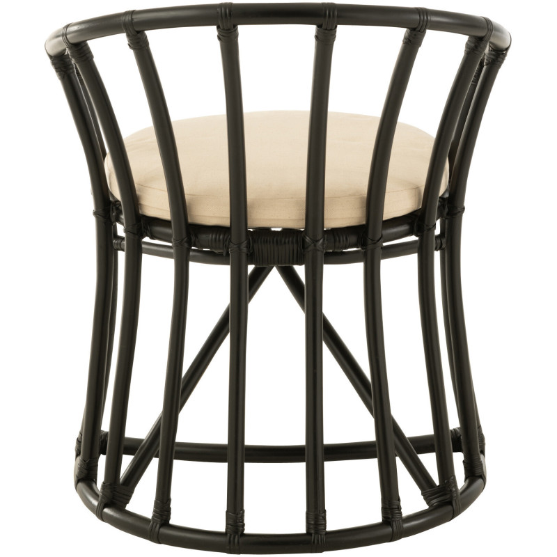 Fauteuil de table en Rotin Noir Polyester Blanc Mayline - 4