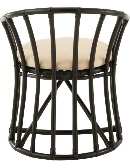 Fauteuil de table en Rotin Noir Polyester Blanc Mayline - 4