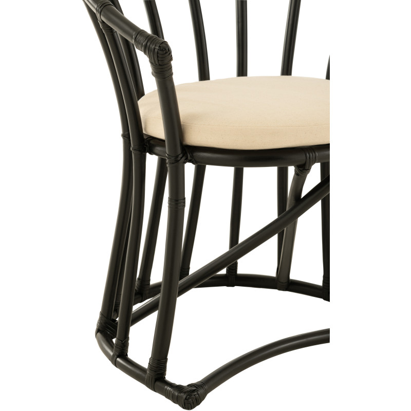 Fauteuil de table en Rotin Noir Polyester Blanc Mayline - 5