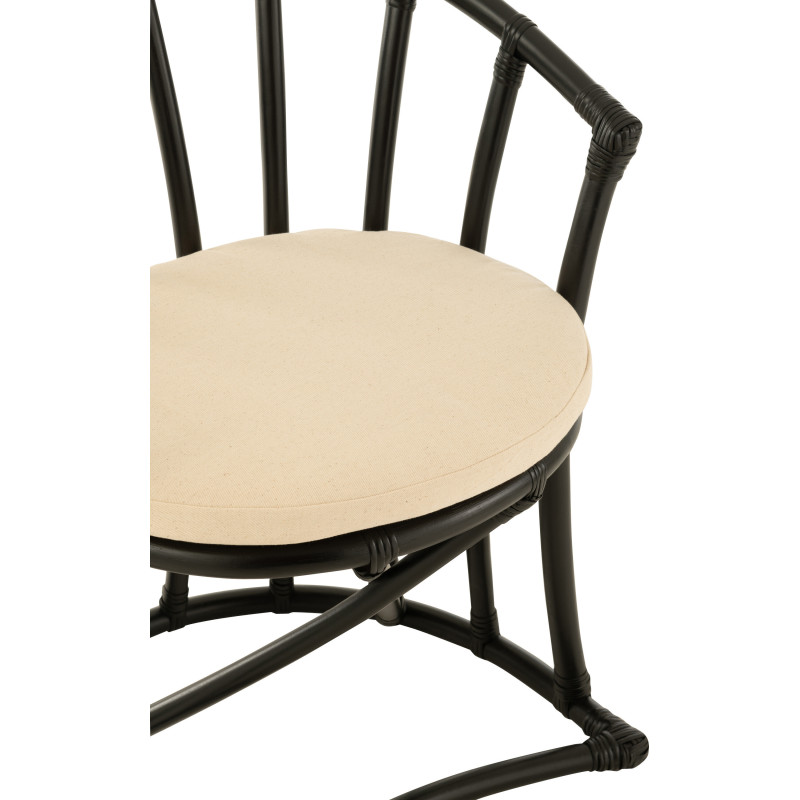 Fauteuil de table en Rotin Noir Polyester Blanc Mayline - 6
