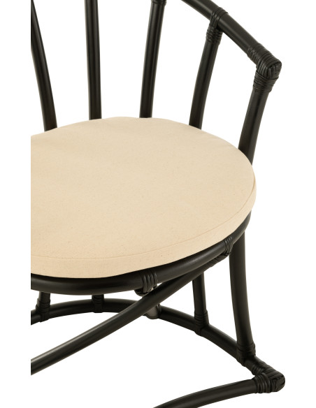 Fauteuil de table en Rotin Noir Polyester Blanc Mayline - 6