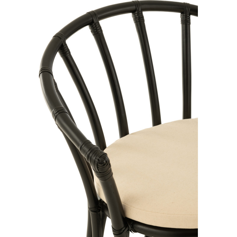 Fauteuil de table en Rotin Noir Polyester Blanc Mayline - 7