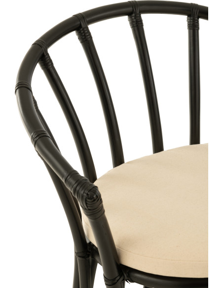Fauteuil de table en Rotin Noir Polyester Blanc Mayline - 7