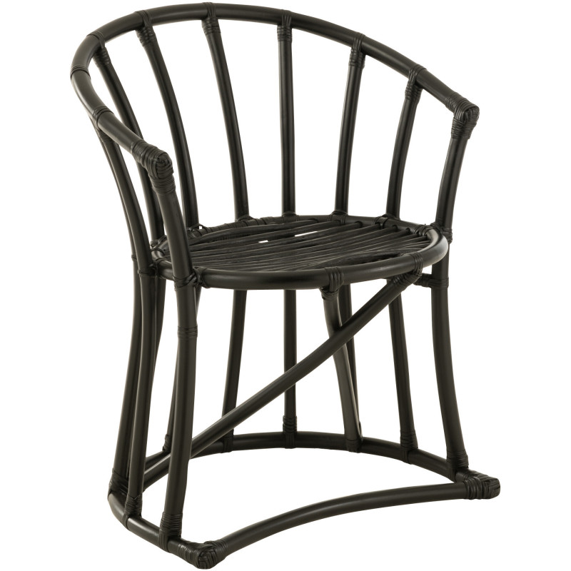 Fauteuil de table en Rotin Noir Polyester Blanc Mayline - 8