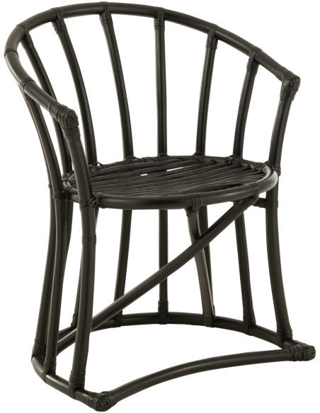 Fauteuil de table en Rotin Noir Polyester Blanc Mayline - 8