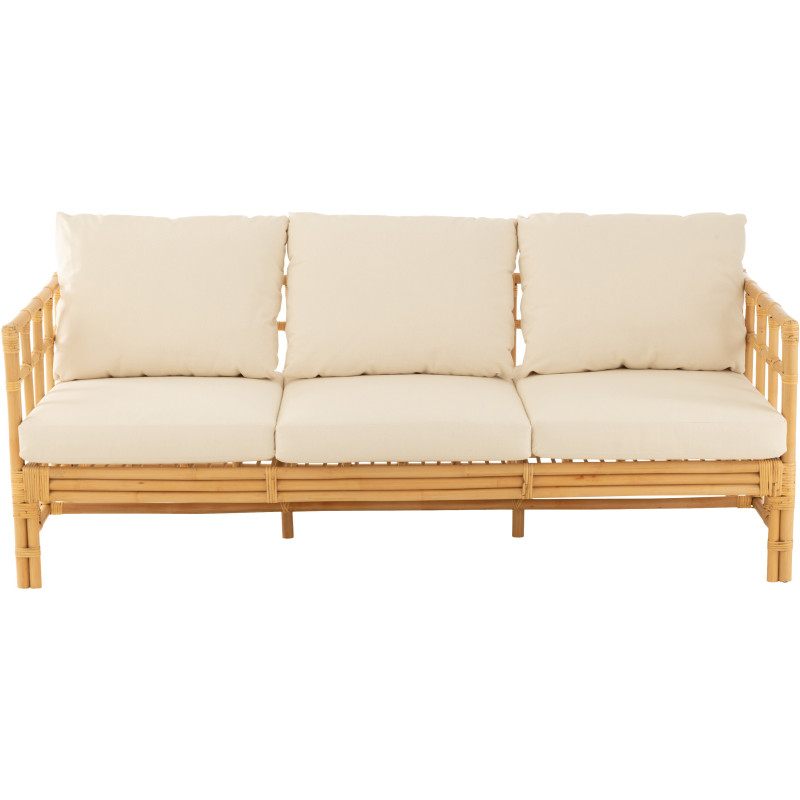 Canapé 3 places en Rotin Naturel Polyester Blanc Élise - 2