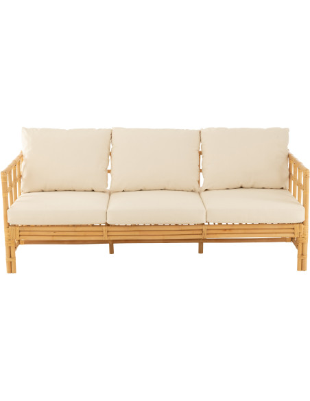 Canapé 3 places en Rotin Naturel Polyester Blanc Élise - 2