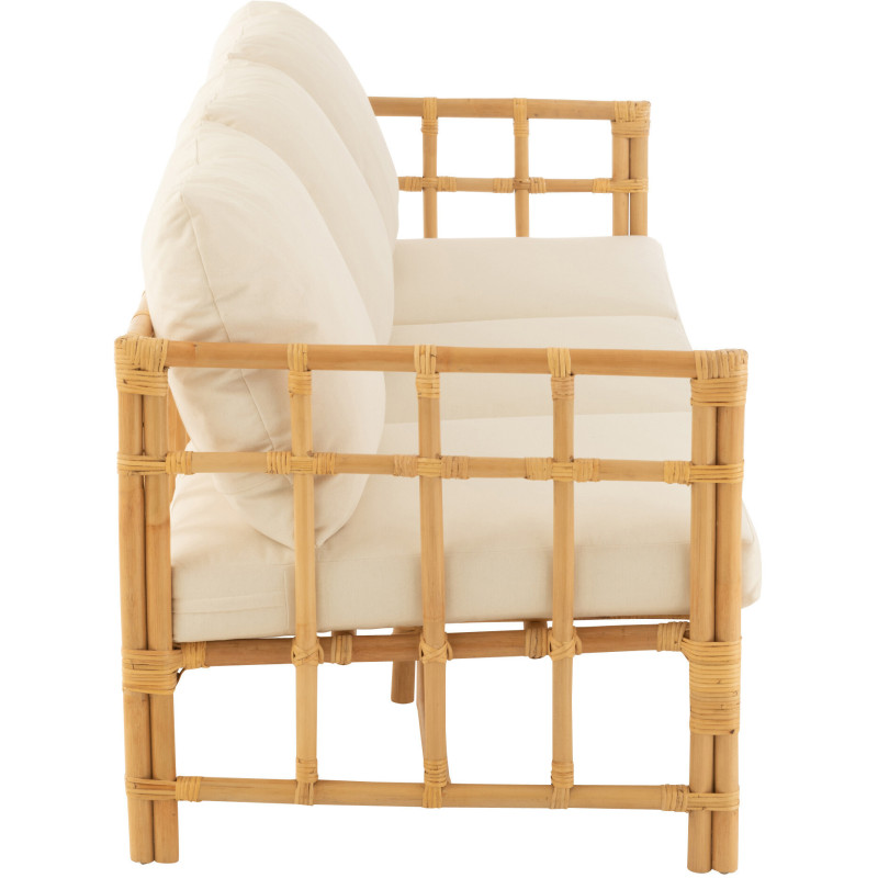 Canapé 3 places en Rotin Naturel Polyester Blanc Élise - 3