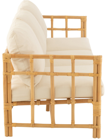 Canapé 3 places en Rotin Naturel Polyester Blanc Élise - 3