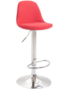 Tabouret de bar moderne en Tissu Rouge Métal Argenté Harvio - 1