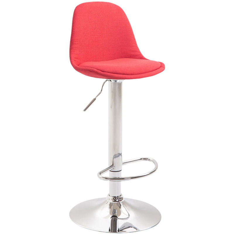 Tabouret de bar moderne en Tissu Rouge Métal Argenté Harvio - 1