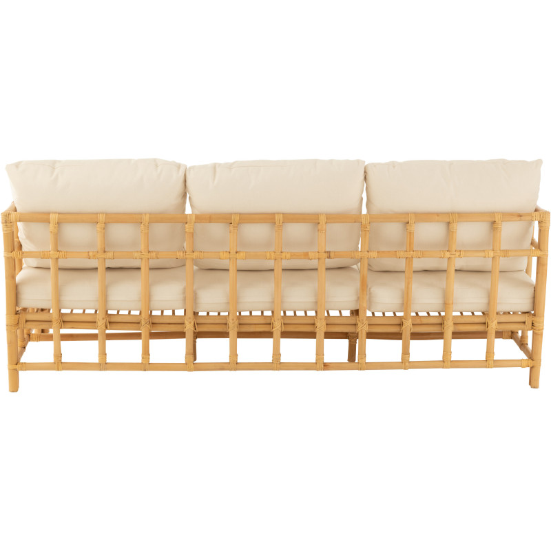 Canapé 3 places en Rotin Naturel Polyester Blanc Élise - 4