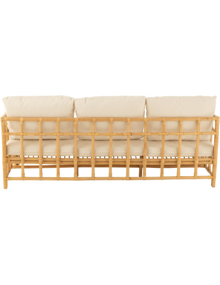 Canapé 3 places en Rotin Naturel Polyester Blanc Élise - 4