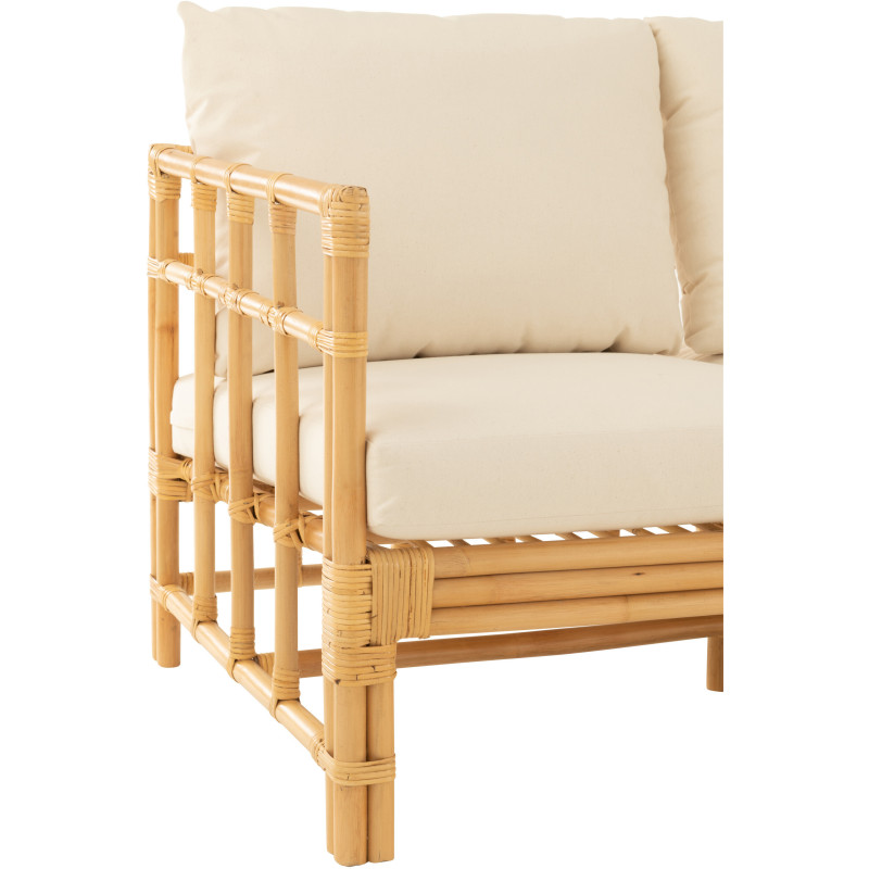 Canapé 3 places en Rotin Naturel Polyester Blanc Élise - 5