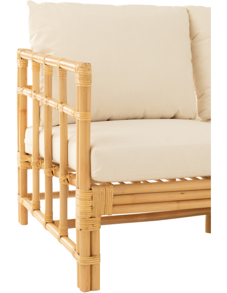 Canapé 3 places en Rotin Naturel Polyester Blanc Élise - 5