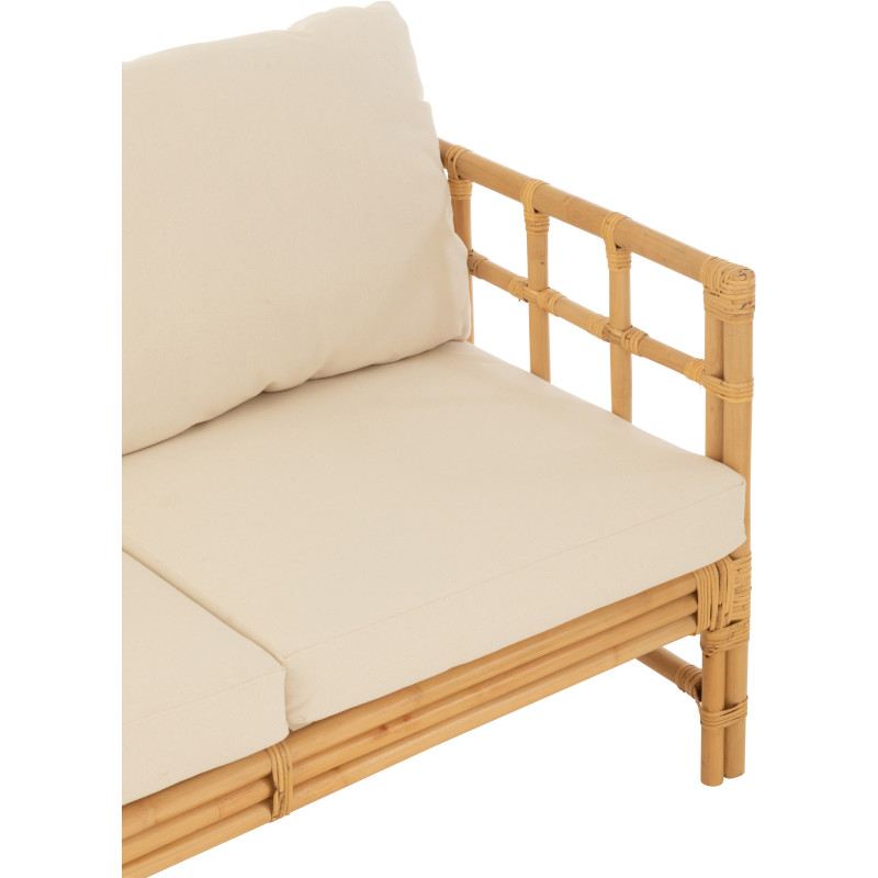 Canapé 3 places en Rotin Naturel Polyester Blanc Élise - 6
