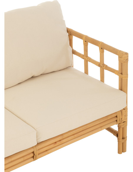 Canapé 3 places en Rotin Naturel Polyester Blanc Élise - 6