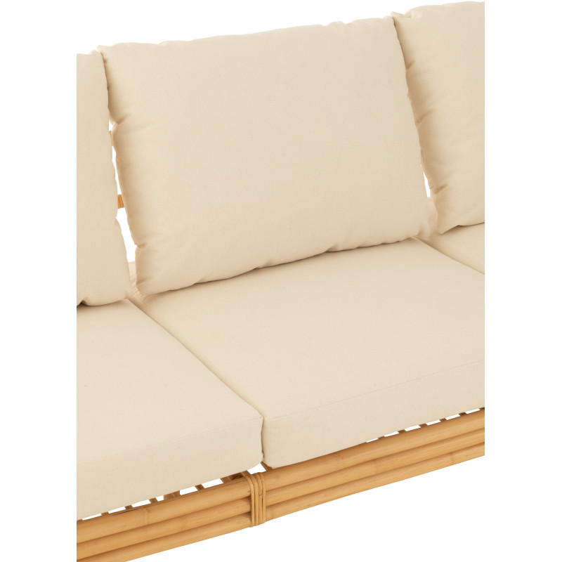 Canapé 3 places en Rotin Naturel Polyester Blanc Élise - 7