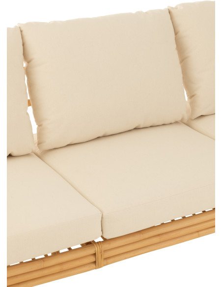 Canapé 3 places en Rotin Naturel Polyester Blanc Élise - 7