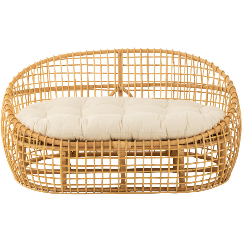 Canapé ovale 2 places en Rotin Naturel Polyester Blanc Lise - 2