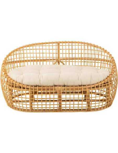 Canapé ovale 2 places en Rotin Naturel Polyester Blanc Lise - 2