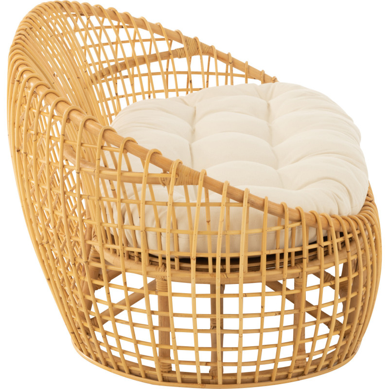 Canapé ovale 2 places en Rotin Naturel Polyester Blanc Lise - 3
