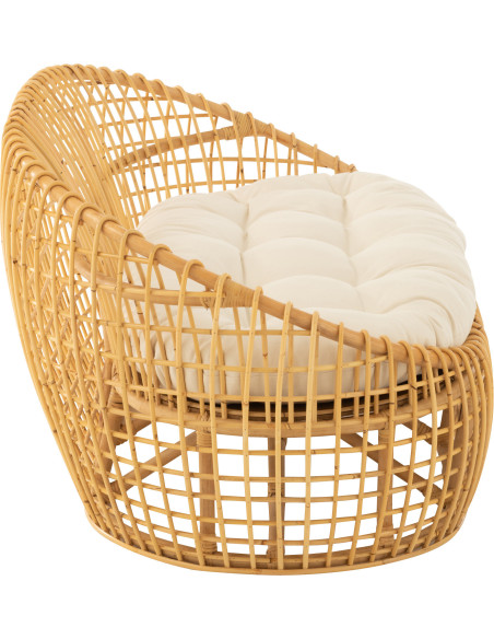 Canapé ovale 2 places en Rotin Naturel Polyester Blanc Lise - 3