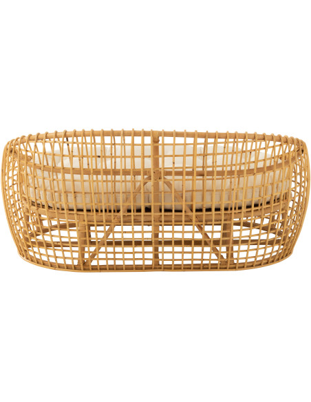 Canapé ovale 2 places en Rotin Naturel Polyester Blanc Lise - 4