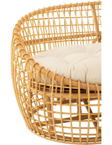 Canapé ovale 2 places en Rotin Naturel Polyester Blanc Lise - 5