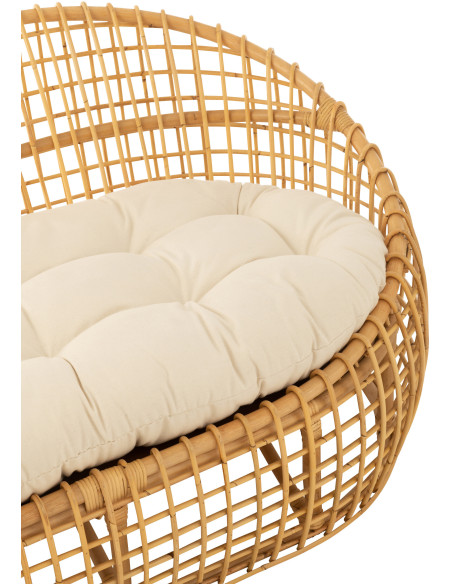 Canapé ovale 2 places en Rotin Naturel Polyester Blanc Lise - 6