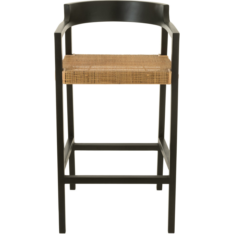 Tabouret de bar Avec dossier en Bois de teck Noir Marron Emma - 2