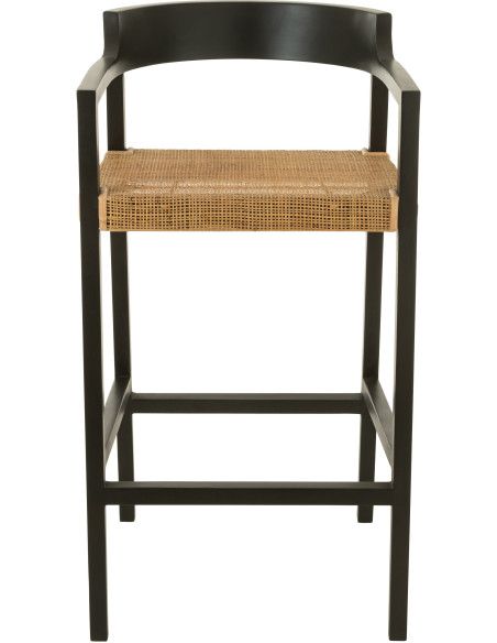 Tabouret de bar Avec dossier en Bois de teck Noir Marron Emma - 2