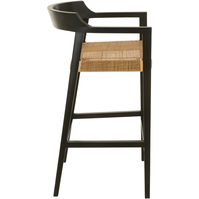 Tabouret de bar Avec dossier en Bois de teck Noir Marron Emma - 3