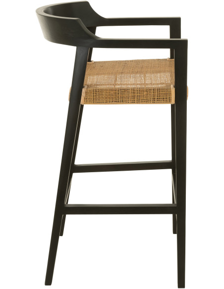 Tabouret de bar Avec dossier en Bois de teck Noir Marron Emma - 3