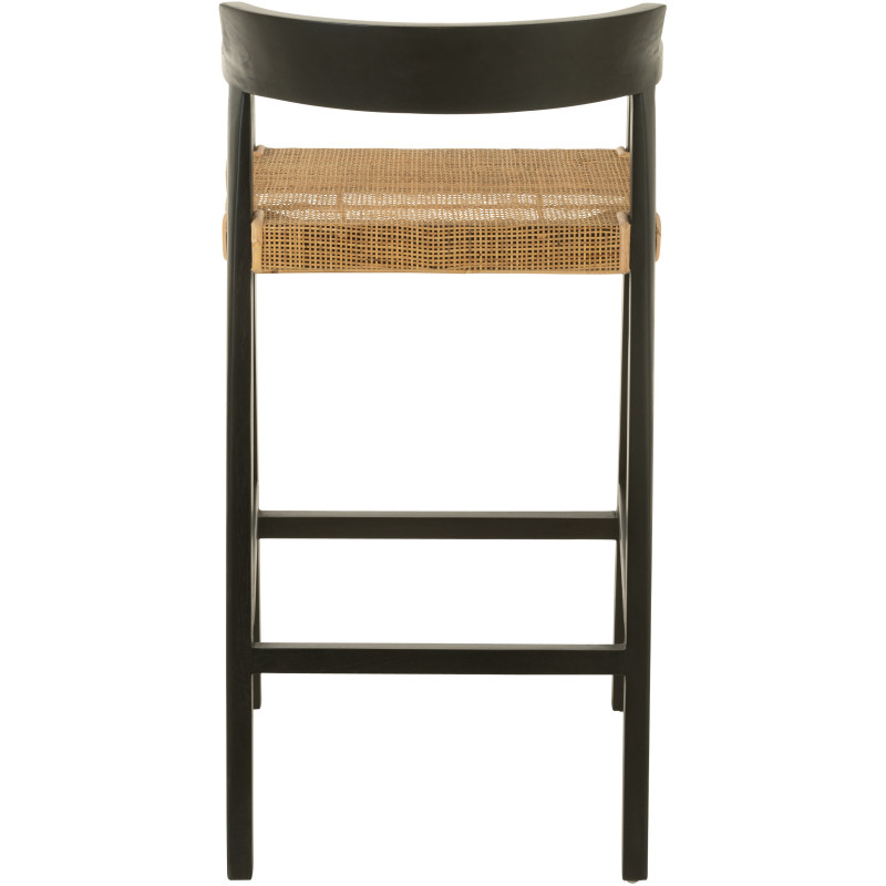 Tabouret de bar Avec dossier en Bois de teck Noir Marron Emma - 4