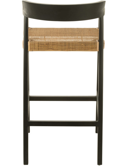 Tabouret de bar Avec dossier en Bois de teck Noir Marron Emma - 4