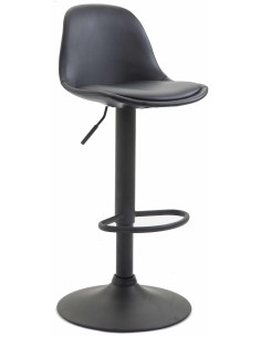 Tabouret de bar moderne en Polyuréthane Noir Métal Noir Harvio - 1
