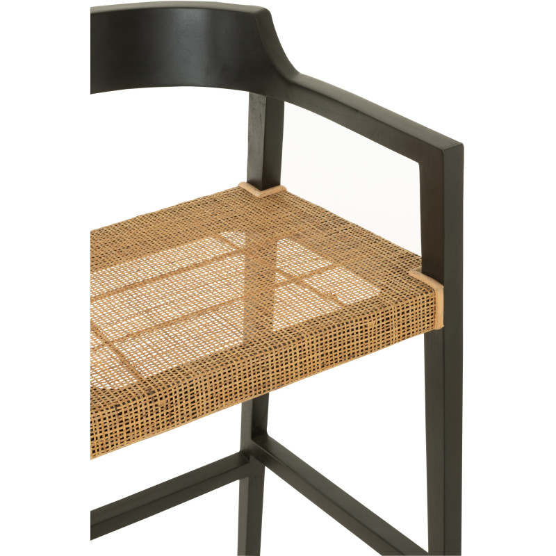 Tabouret de bar Avec dossier en Bois de teck Noir Marron Emma - 6