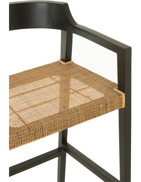 Tabouret de bar Avec dossier en Bois de teck Noir Marron Emma - 6