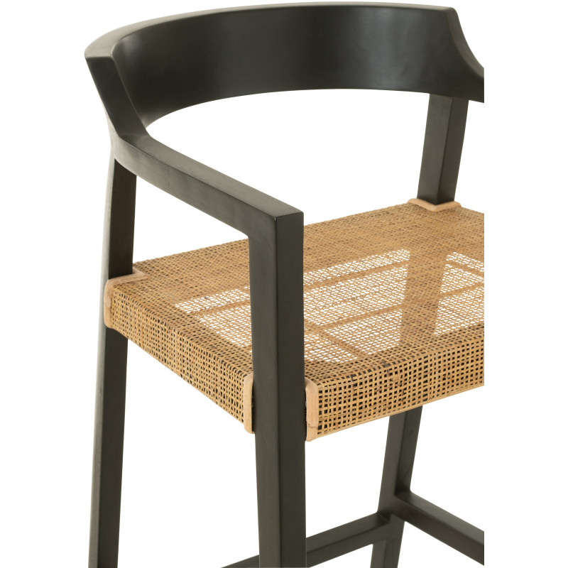 Tabouret de bar Avec dossier en Bois de teck Noir Marron Emma - 7
