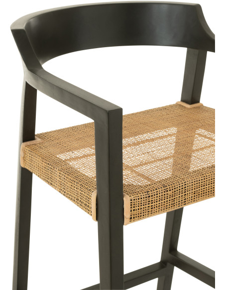 Tabouret de bar Avec dossier en Bois de teck Noir Marron Emma - 7