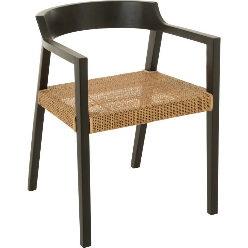 Fauteuil de table en Bois de teck Noir Marron Emma - 1