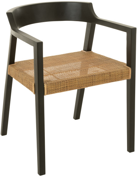 Fauteuil de table en Bois de teck Noir Marron Emma - 1