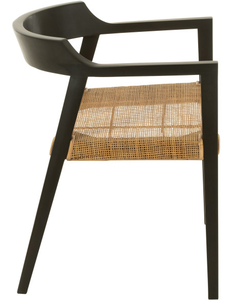 Fauteuil de table en Bois de teck Noir Marron Emma - 3