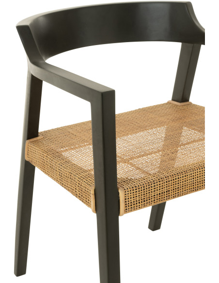 Fauteuil de table en Bois de teck Noir Marron Emma - 7
