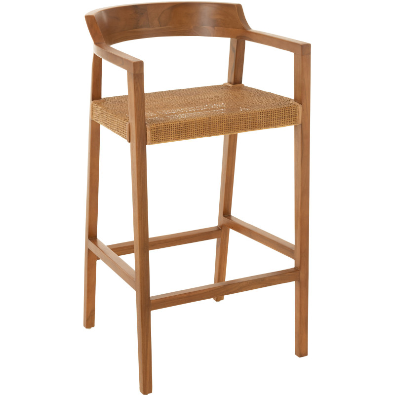 Tabouret de bar Avec dossier en Bois de teck Marron Emma - 1